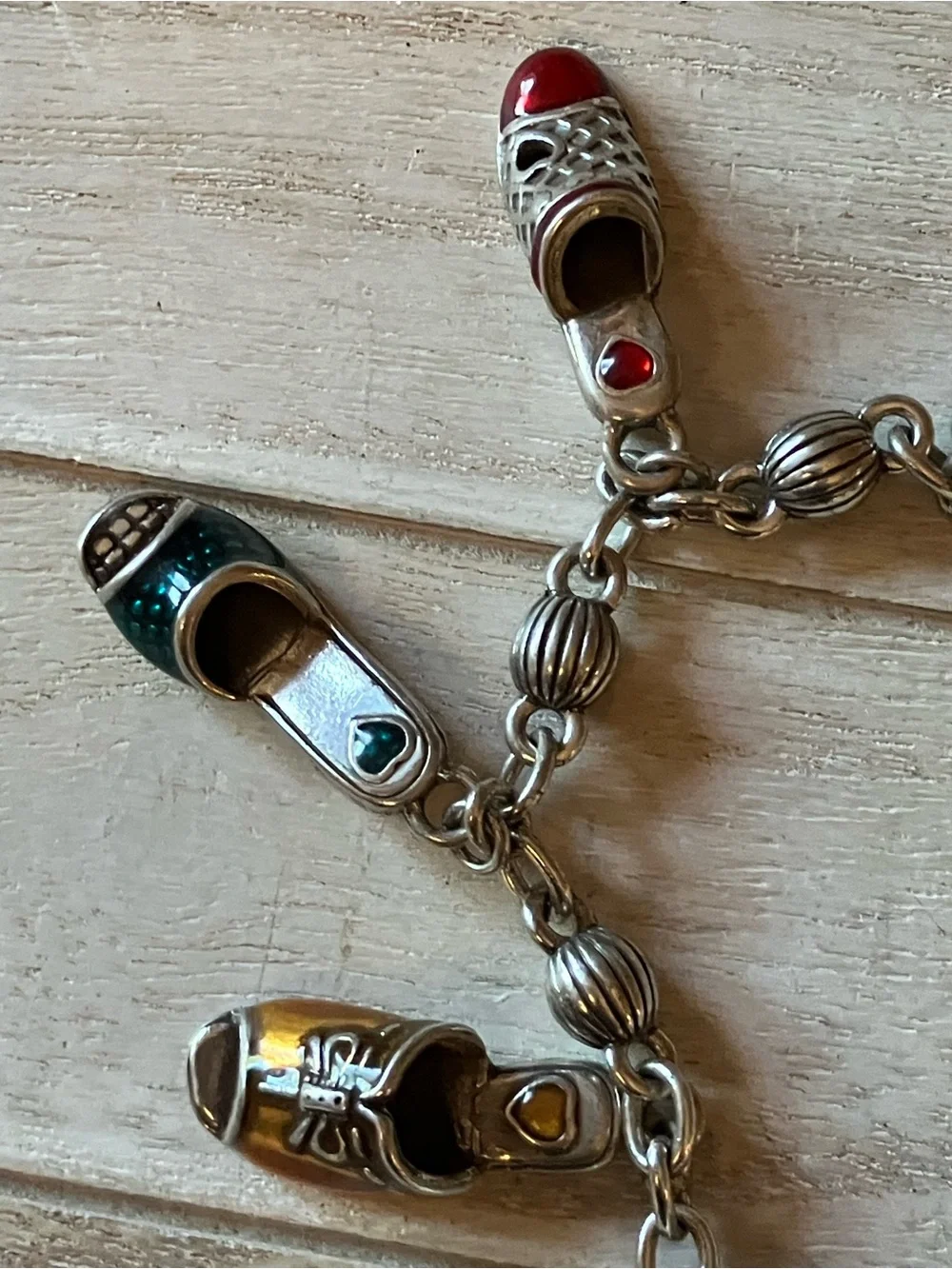 🌸Vintage Brighton Enameled Shoe Charm Bracelet